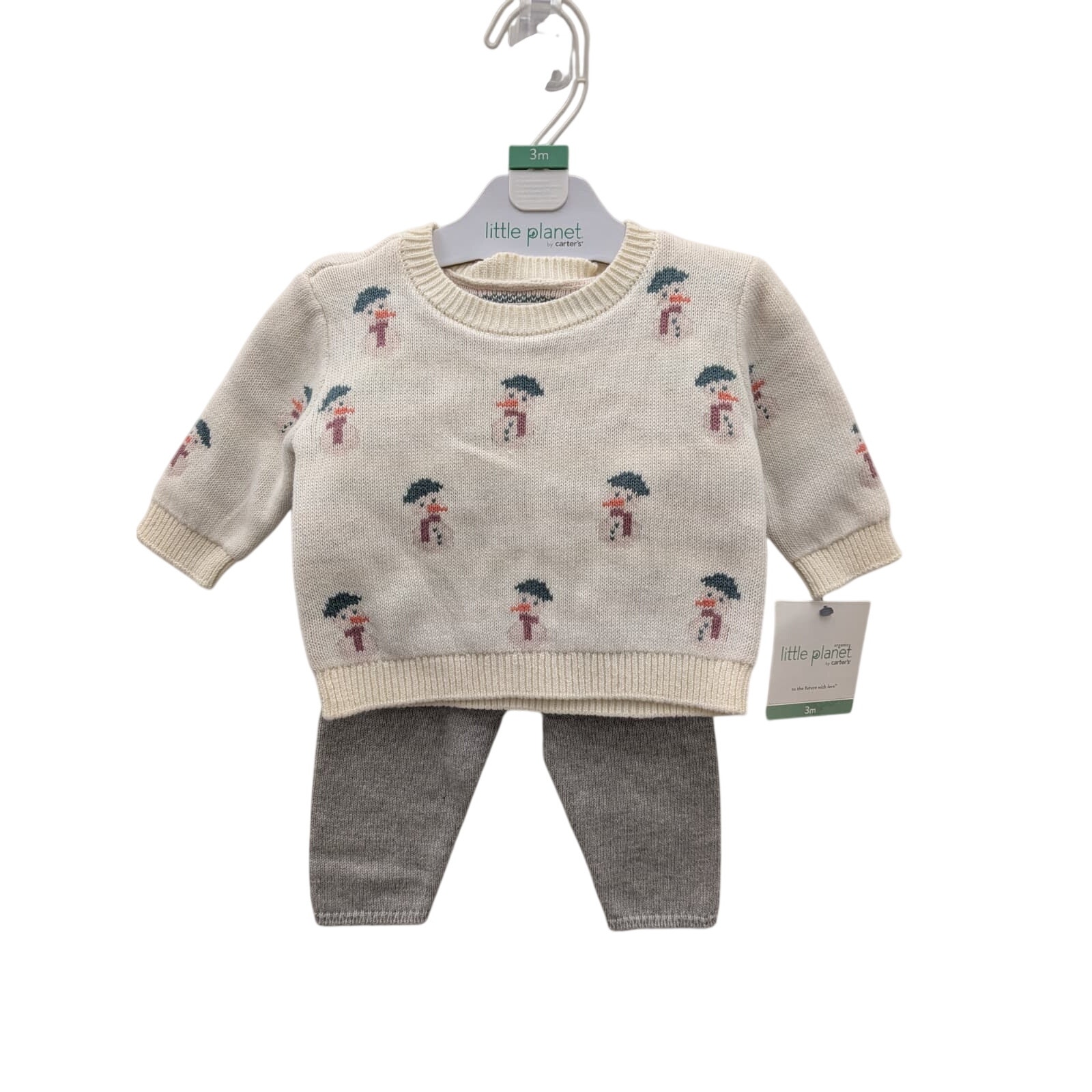 Little Planet Carter’s Baby Knit Outfit Set Umbrella Sweater Gray Leggings 3m